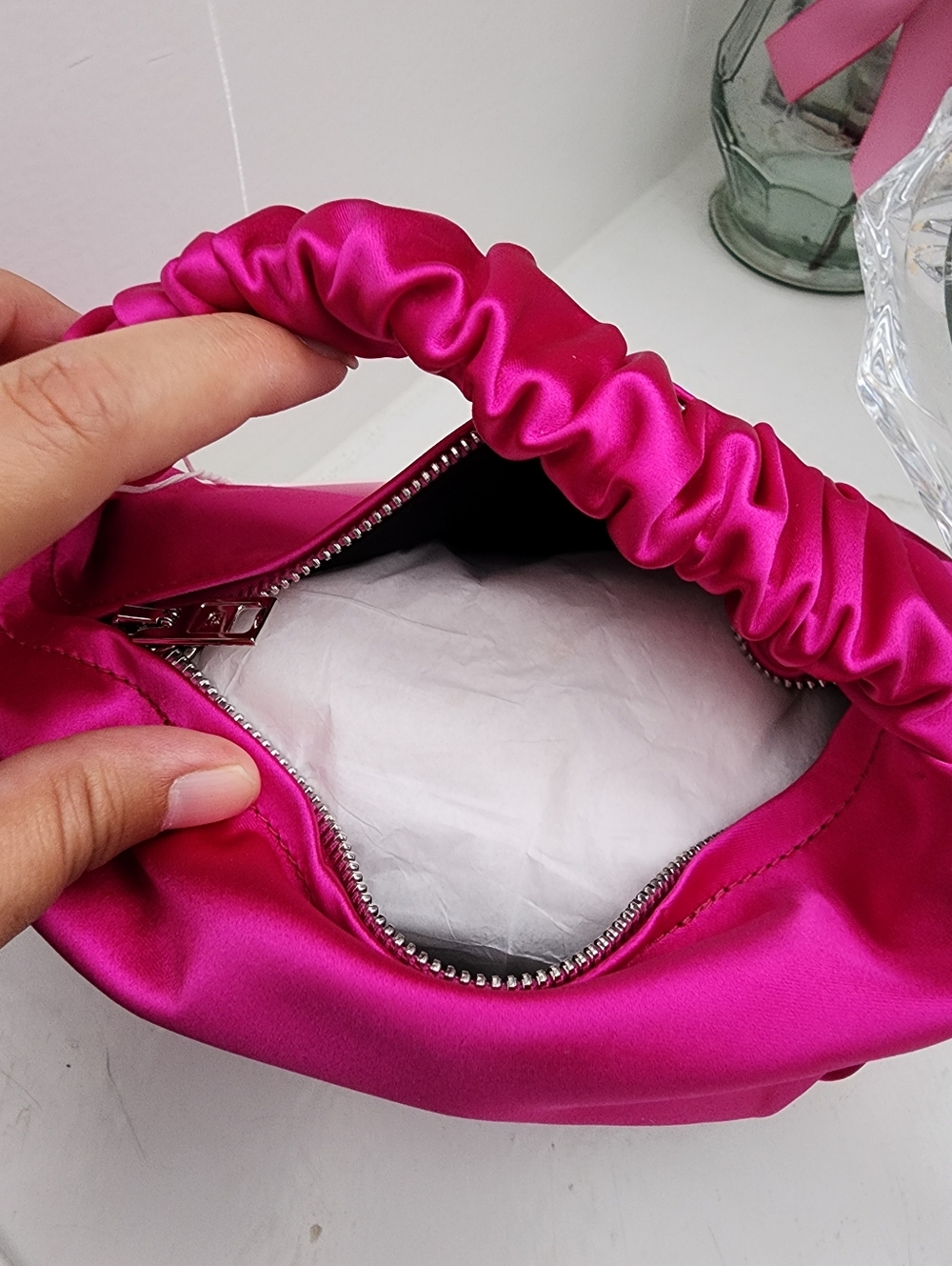 ALEXANDER WANG Scrunchie Satin Mini Bag - Hot Pink - Picture 3 of 5
